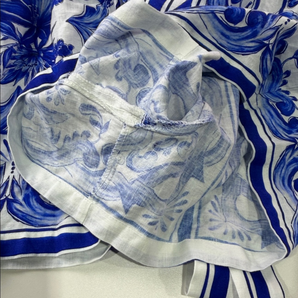 FARM Rio Blue and White Floral Stripe Belted Romper - Picture 14 of 14